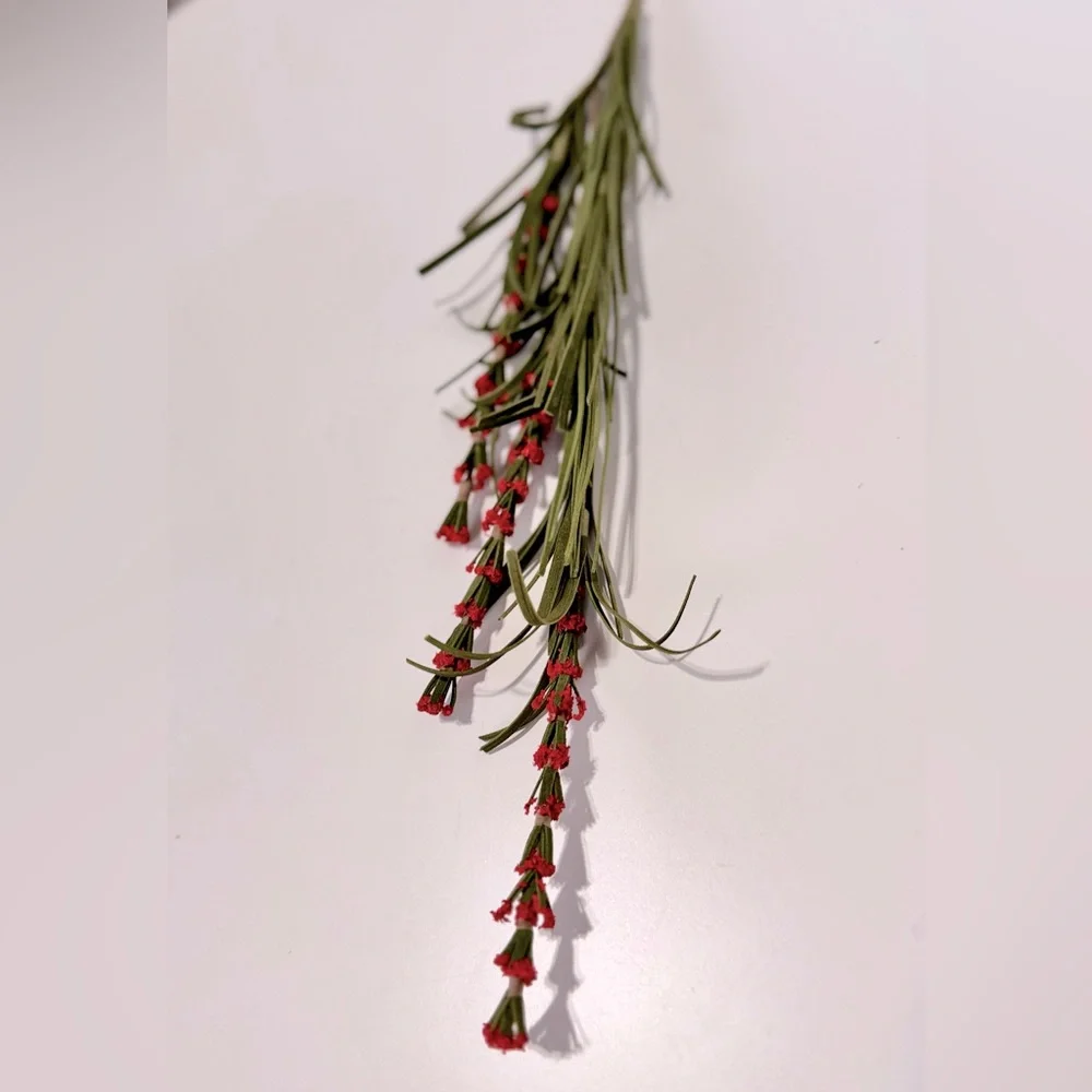 Elegant Red Berries & Green Artificial Floral Spray
